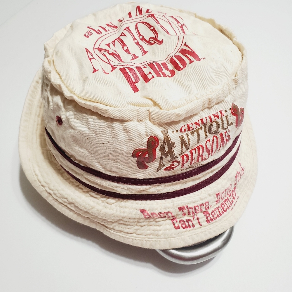 Laid Back Floppy Hat Genuine Antique Person Beige & Red Size L